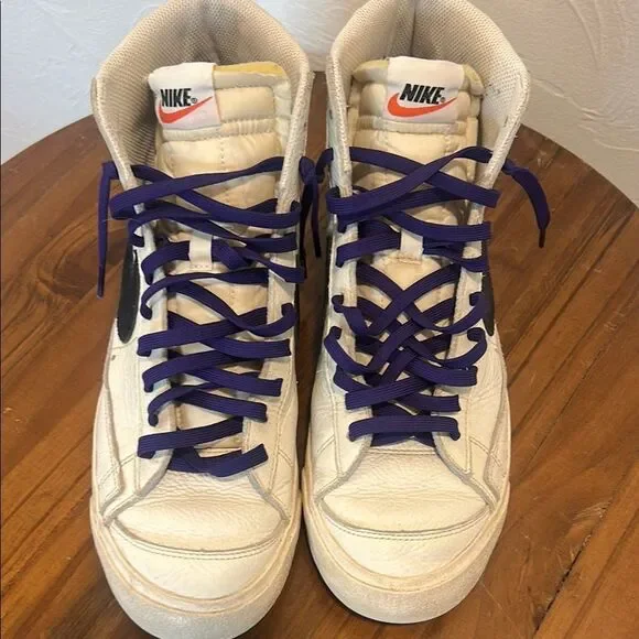 Custom Nike Blazers with Purple Laces Mens 10 - Picture 2 of 6
